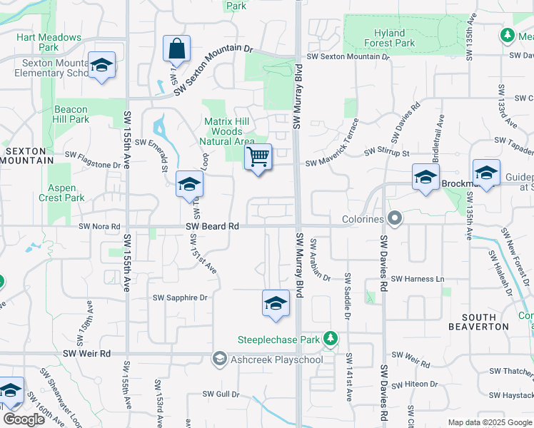 map of restaurants, bars, coffee shops, grocery stores, and more near 14605 Southwest Beard Road in Beaverton