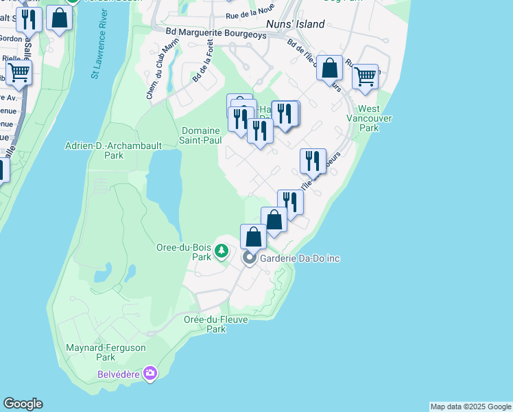 map of restaurants, bars, coffee shops, grocery stores, and more near 679 Rue de Gaspé in Montréal