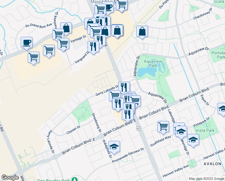 map of restaurants, bars, coffee shops, grocery stores, and more near in Ottawa