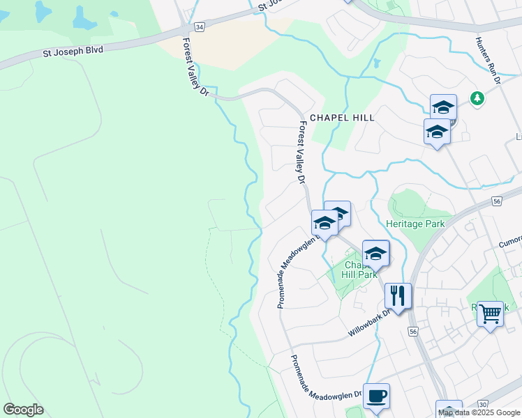 map of restaurants, bars, coffee shops, grocery stores, and more near 6059 Ridgelea Place in Ottawa