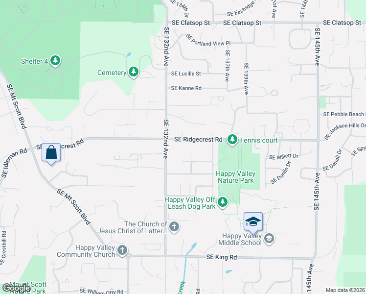 map of restaurants, bars, coffee shops, grocery stores, and more near 13313 Southeast Kisor Court in Happy Valley
