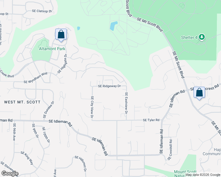 map of restaurants, bars, coffee shops, grocery stores, and more near 10986 Southeast Ridgeway Drive in Happy Valley