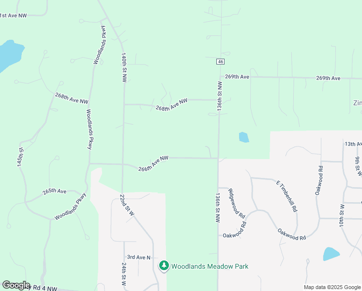 map of restaurants, bars, coffee shops, grocery stores, and more near 13765 268th Avenue in Zimmerman