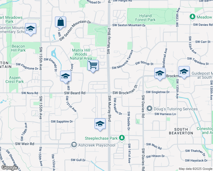 map of restaurants, bars, coffee shops, grocery stores, and more near 14415 Southwest Yearling Way in Beaverton