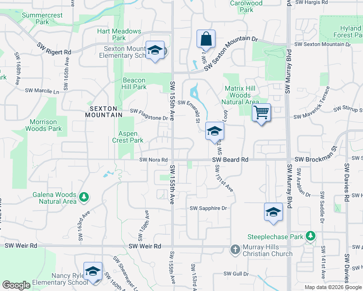 map of restaurants, bars, coffee shops, grocery stores, and more near 9040 Southwest Ivory Street in Beaverton