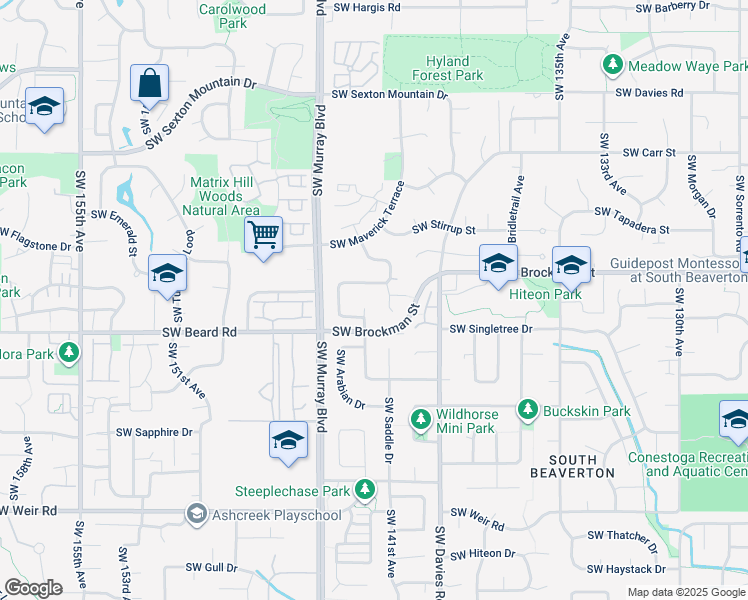 map of restaurants, bars, coffee shops, grocery stores, and more near 14185 Southwest Yearling Court in Beaverton