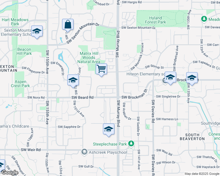 map of restaurants, bars, coffee shops, grocery stores, and more near 14711 Southwest Beard Road in Beaverton