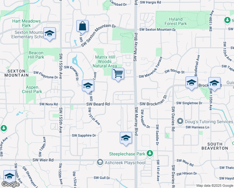 map of restaurants, bars, coffee shops, grocery stores, and more near 9055 Southwest 147th Terrace in Beaverton