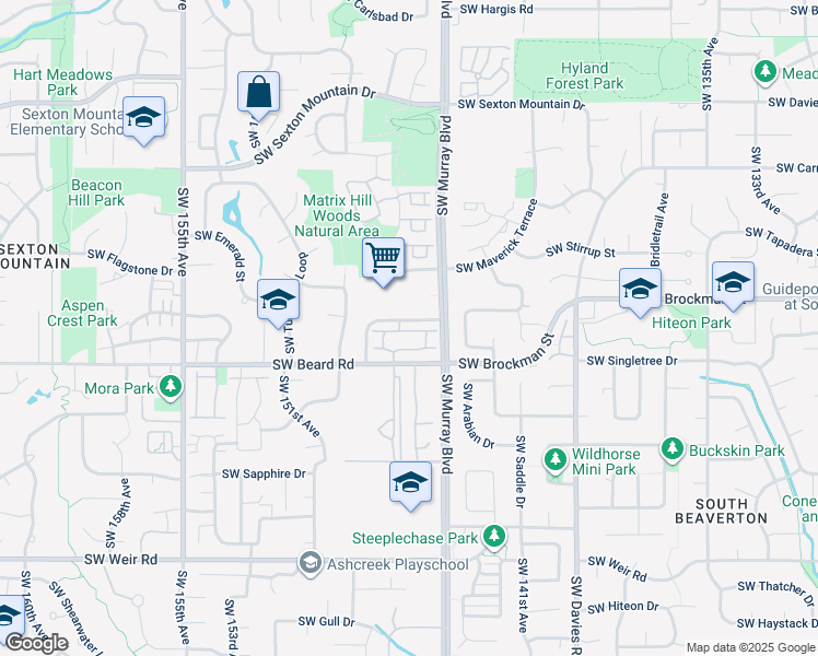 map of restaurants, bars, coffee shops, grocery stores, and more near 14711 Southwest Beard Road in Beaverton