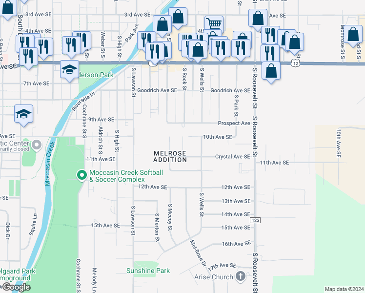 map of restaurants, bars, coffee shops, grocery stores, and more near Diamond Street in Aberdeen