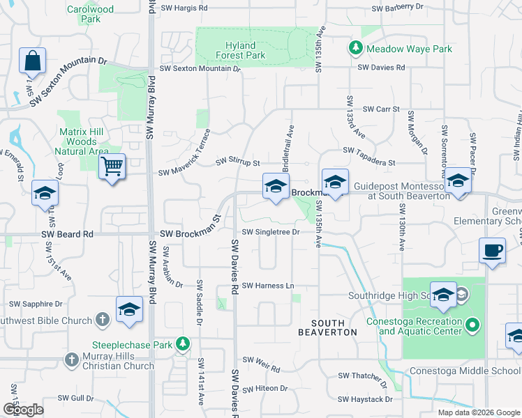 map of restaurants, bars, coffee shops, grocery stores, and more near in Beaverton