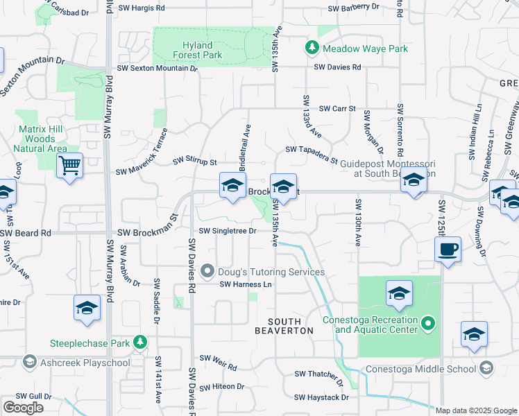 map of restaurants, bars, coffee shops, grocery stores, and more near 13699 Southwest Brockman Road in Beaverton