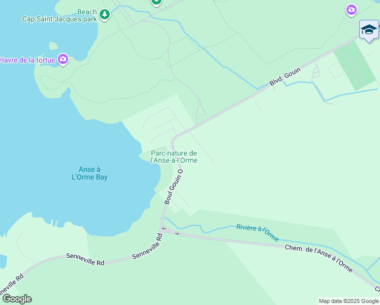 map of restaurants, bars, coffee shops, grocery stores, and more near Boulevard Gouin Ouest in Montréal
