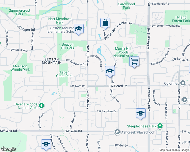 map of restaurants, bars, coffee shops, grocery stores, and more near 9040 Southwest Ivory Street in Beaverton