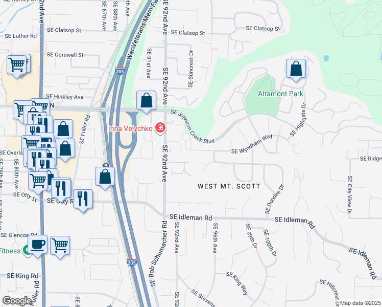 map of restaurants, bars, coffee shops, grocery stores, and more near 9356 Southeast Wyndham Way in Happy Valley