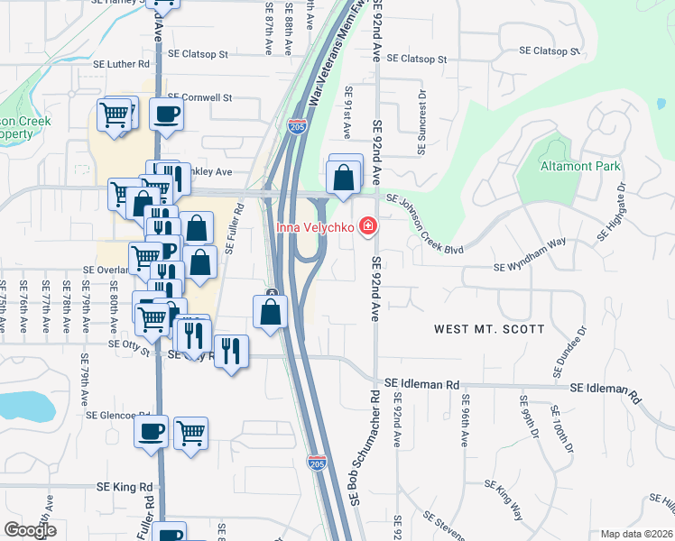 map of restaurants, bars, coffee shops, grocery stores, and more near 8909 Southeast Con Battin Road in Happy Valley