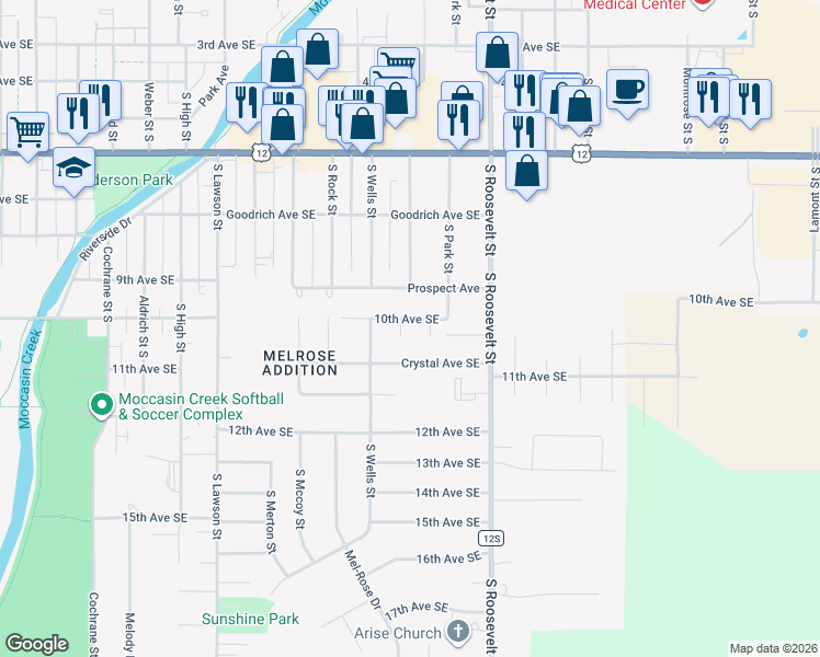 map of restaurants, bars, coffee shops, grocery stores, and more near 1001 Jade Court in Aberdeen