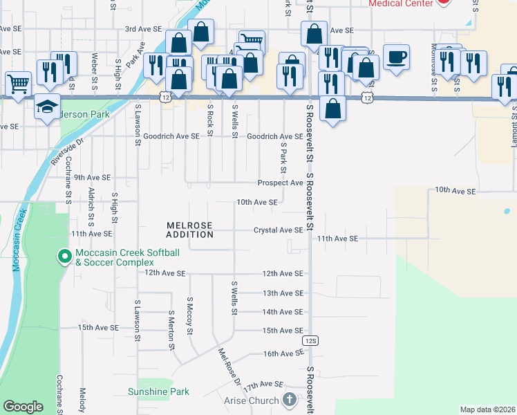 map of restaurants, bars, coffee shops, grocery stores, and more near 1001 Jade Court in Aberdeen
