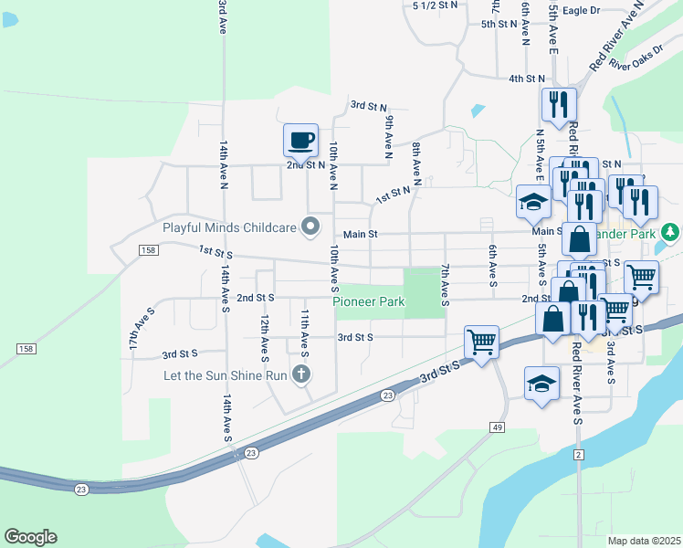 map of restaurants, bars, coffee shops, grocery stores, and more near 918 1st Street South in Cold Spring