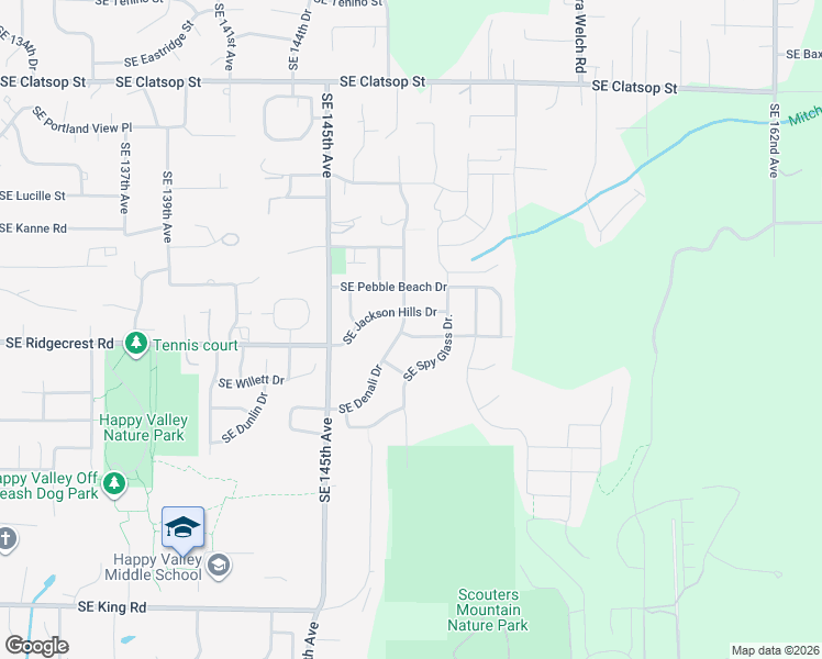 map of restaurants, bars, coffee shops, grocery stores, and more near 14817 Southeast Spanish Bay Drive in Happy Valley