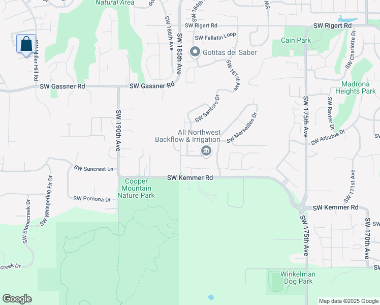 map of restaurants, bars, coffee shops, grocery stores, and more near 18395 Southwest Florendo Lane in Beaverton