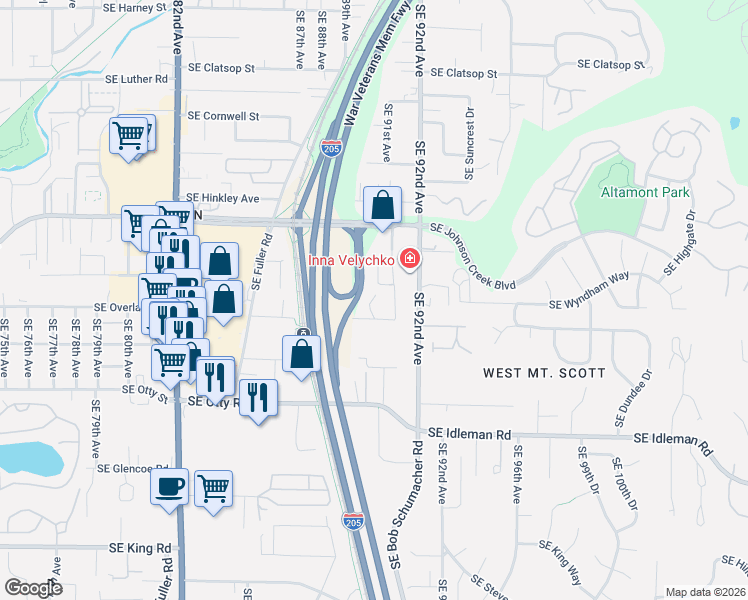 map of restaurants, bars, coffee shops, grocery stores, and more near 8909 Southeast Con Battin Road in Happy Valley