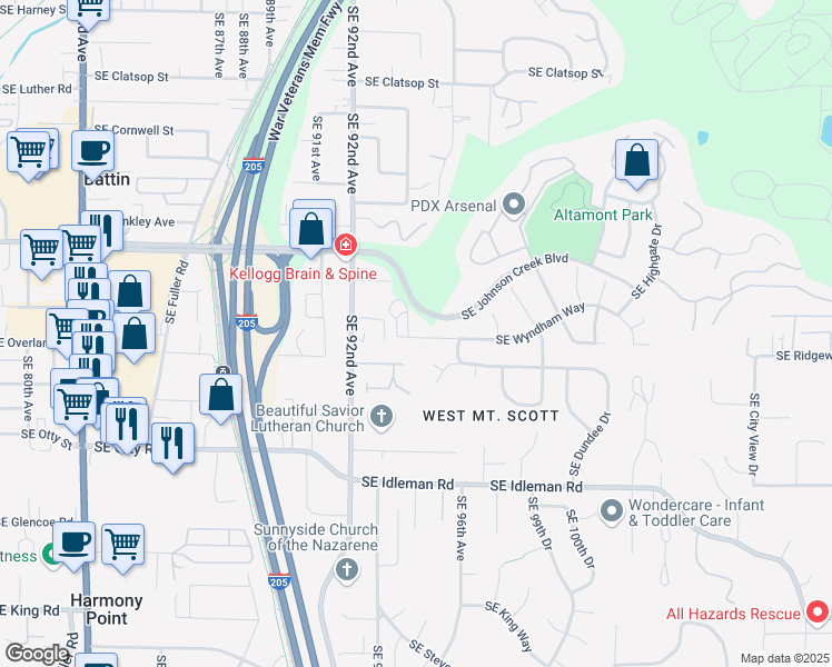 map of restaurants, bars, coffee shops, grocery stores, and more near 9419 Southeast Wyndham Way in Happy Valley