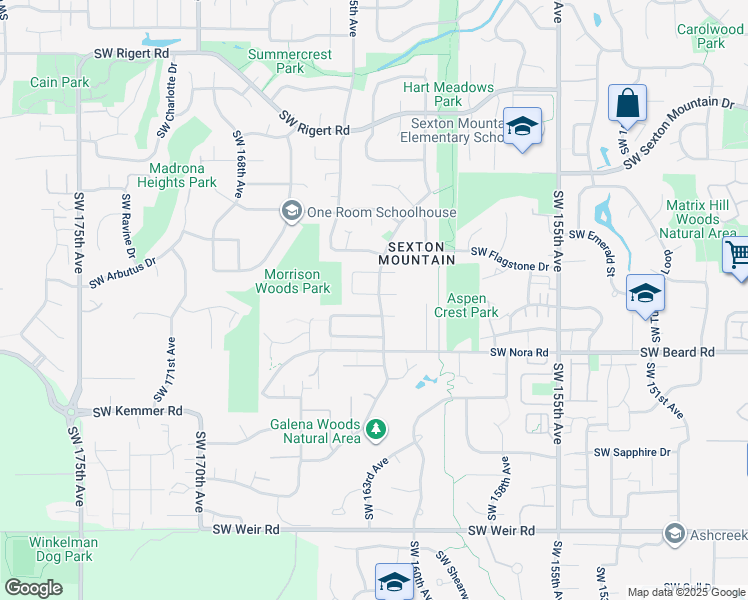map of restaurants, bars, coffee shops, grocery stores, and more near 16495 Southwest Horseshoe Way in Beaverton