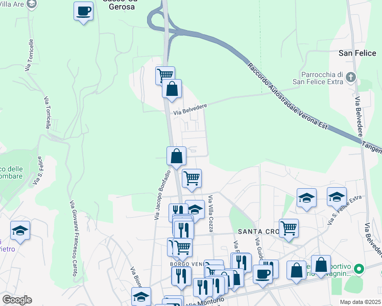 map of restaurants, bars, coffee shops, grocery stores, and more near 240 Corte Bentivoglio in Verona