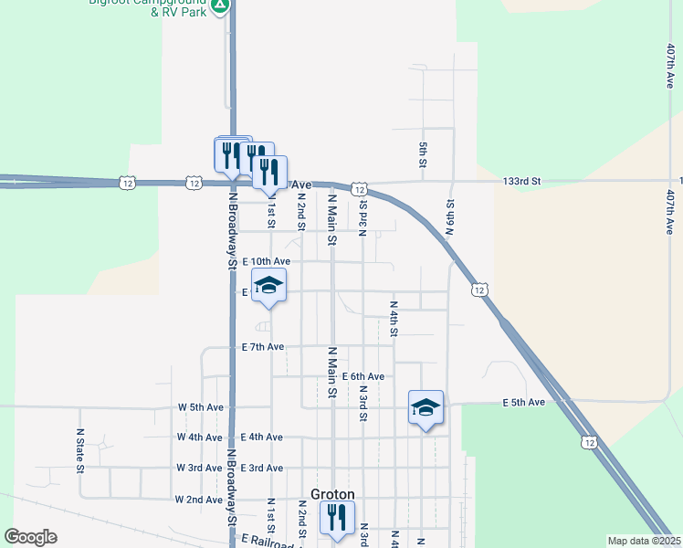map of restaurants, bars, coffee shops, grocery stores, and more near 901-999 North Main Street in Groton