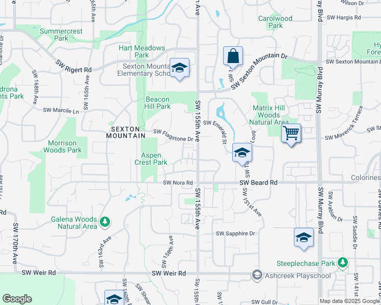 map of restaurants, bars, coffee shops, grocery stores, and more near 15555 Southwest Ivory Street in Beaverton