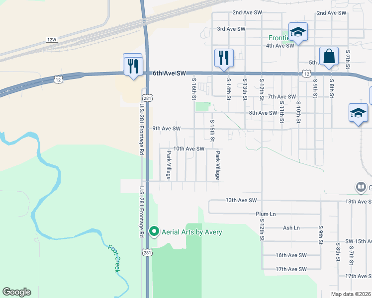 map of restaurants, bars, coffee shops, grocery stores, and more near 301 Park Village in Aberdeen