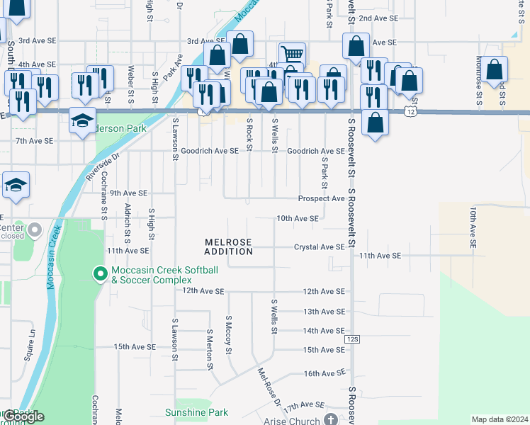 map of restaurants, bars, coffee shops, grocery stores, and more near Diamond St in Aberdeen