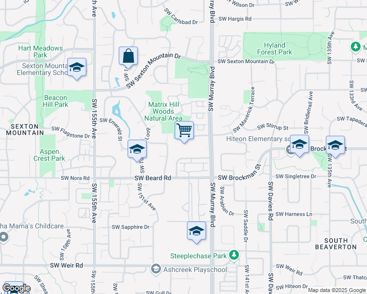 map of restaurants, bars, coffee shops, grocery stores, and more near 9055 Southwest 147th Terrace in Beaverton
