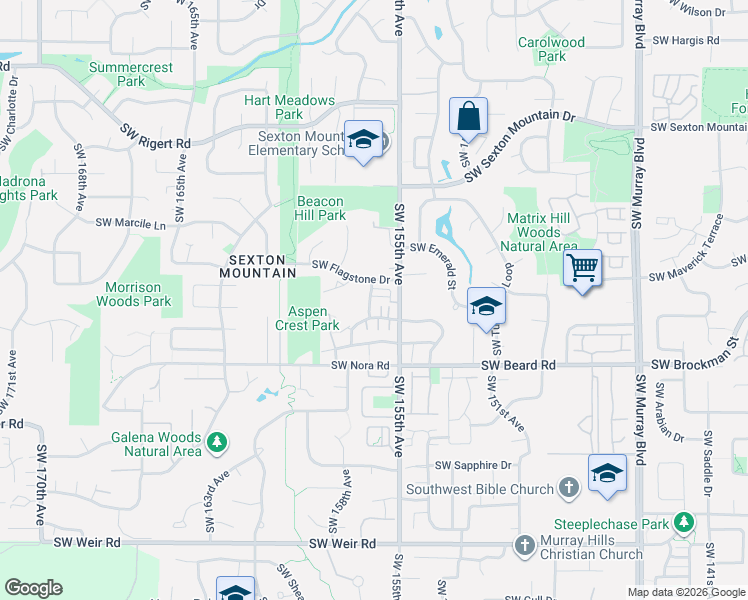 map of restaurants, bars, coffee shops, grocery stores, and more near 15690 Southwest Black Quartz Street in Beaverton