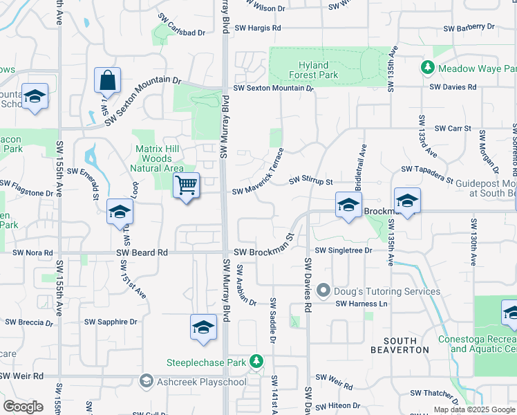 map of restaurants, bars, coffee shops, grocery stores, and more near 14225 Southwest Yearling Way in Beaverton