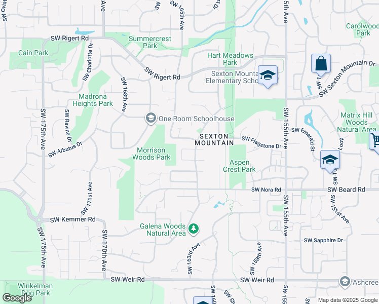 map of restaurants, bars, coffee shops, grocery stores, and more near 16495 Southwest Horseshoe Way in Beaverton
