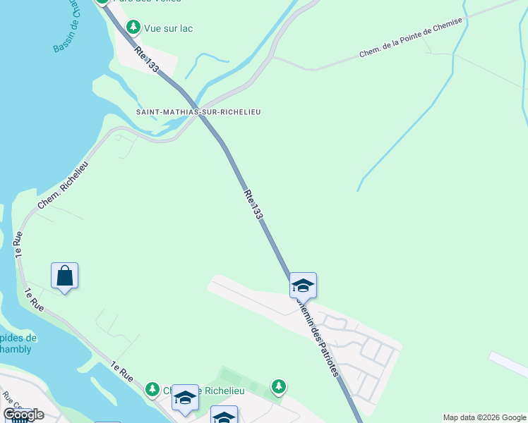 map of restaurants, bars, coffee shops, grocery stores, and more near 92 Chemin des Patriotes in Montérégie