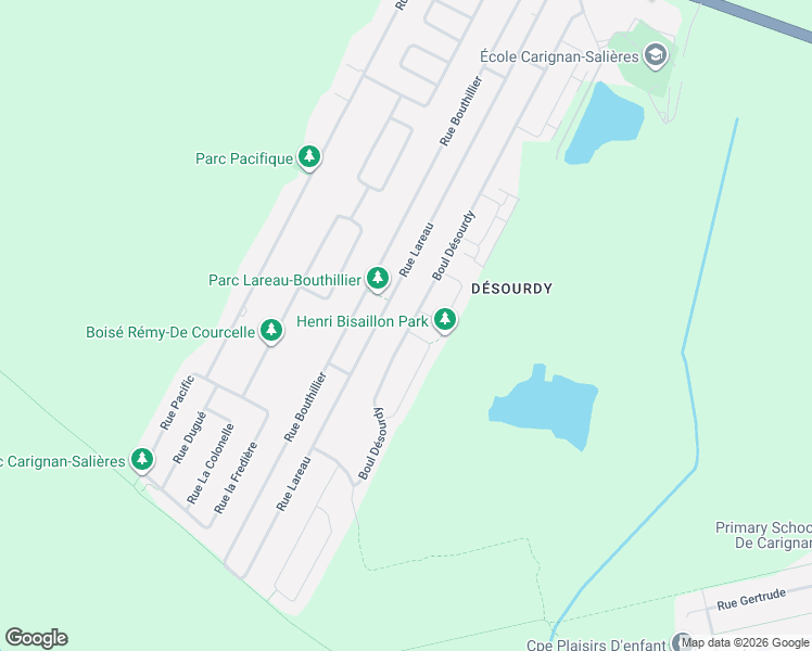 map of restaurants, bars, coffee shops, grocery stores, and more near 3104 Boulevard Désourdy in Carignan