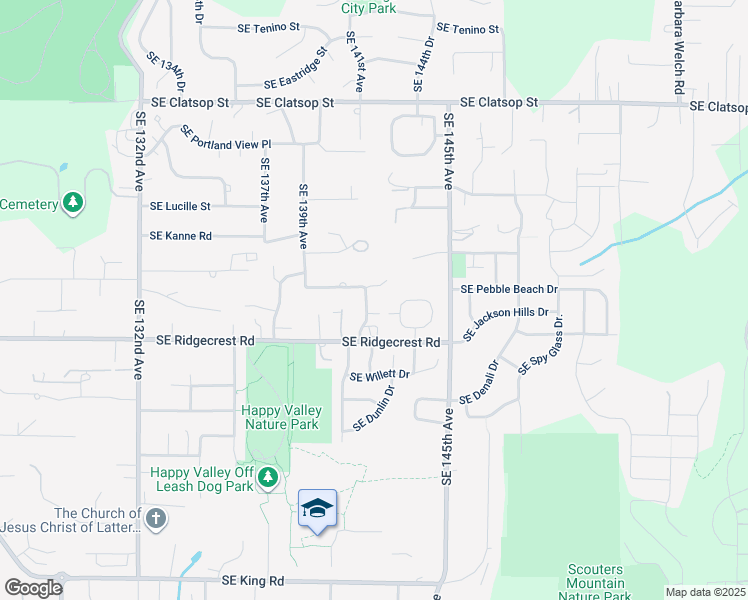 map of restaurants, bars, coffee shops, grocery stores, and more near 9334 Southeast 143rd Avenue in Happy Valley