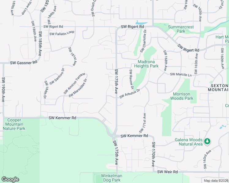 map of restaurants, bars, coffee shops, grocery stores, and more near 8872 Serenity Terrace in Beaverton