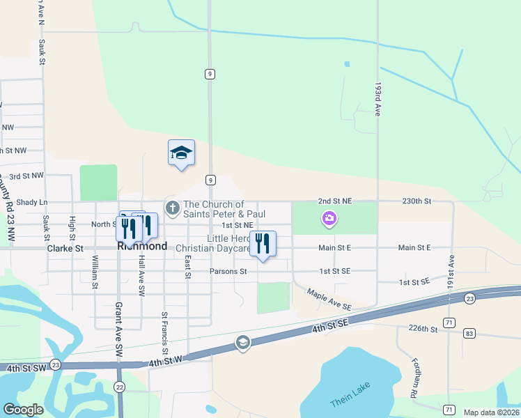 map of restaurants, bars, coffee shops, grocery stores, and more near 445 2nd Street Northeast in Richmond