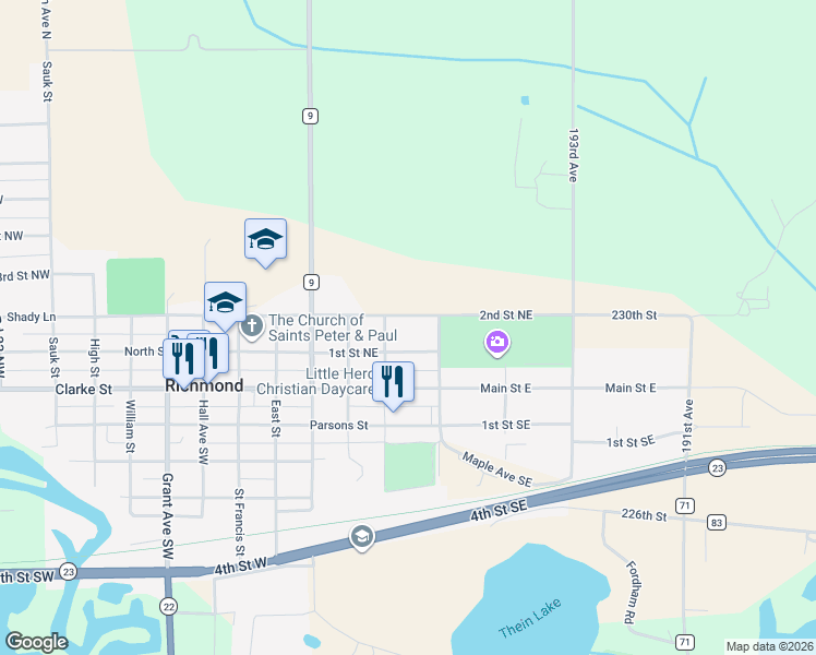 map of restaurants, bars, coffee shops, grocery stores, and more near 445 2nd Street Northeast in Richmond