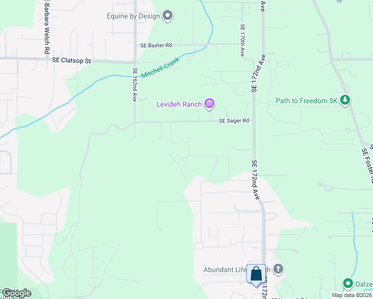 map of restaurants, bars, coffee shops, grocery stores, and more near 16400 Southeast Sager Road in Happy Valley