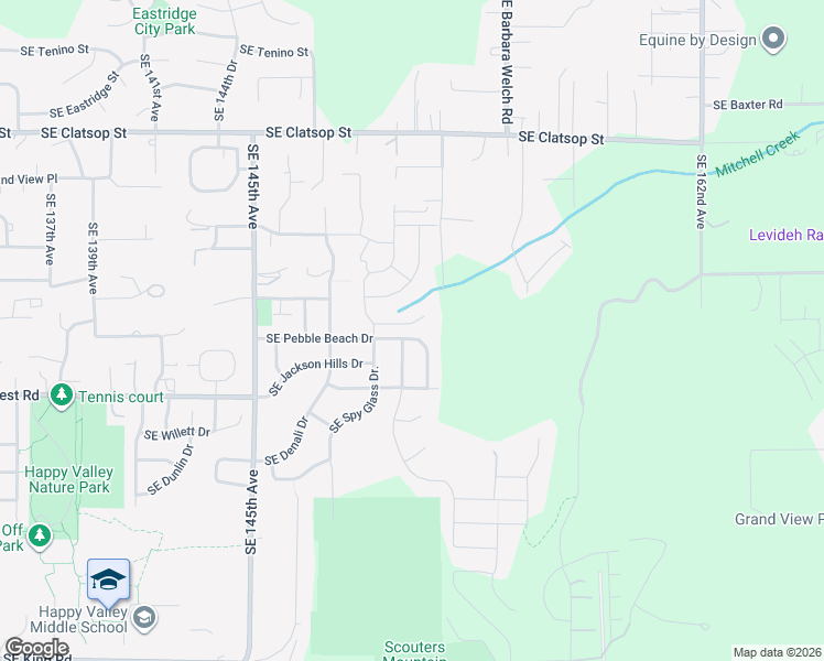 map of restaurants, bars, coffee shops, grocery stores, and more near 15059 Southeast Pebble Beach Drive in Happy Valley