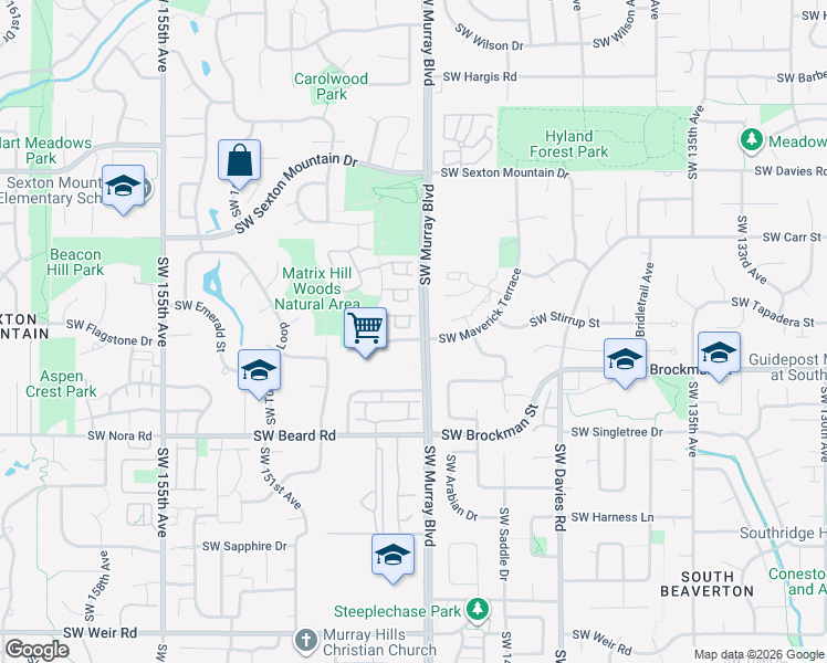 map of restaurants, bars, coffee shops, grocery stores, and more near in Beaverton