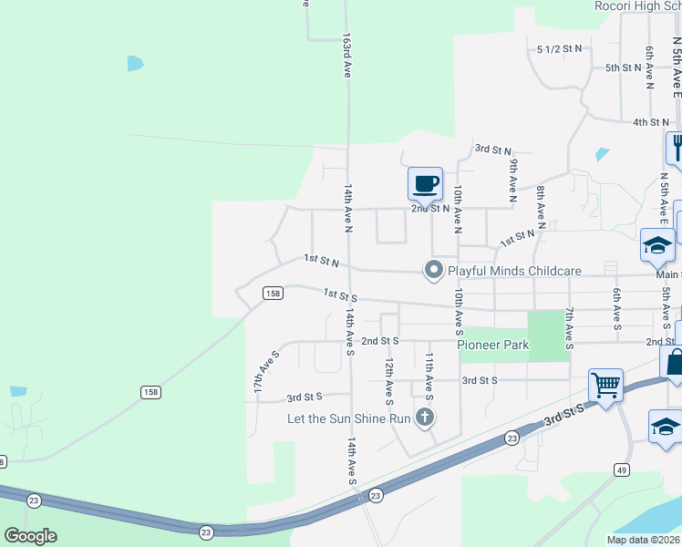 map of restaurants, bars, coffee shops, grocery stores, and more near 15 14th Avenue South in Cold Spring