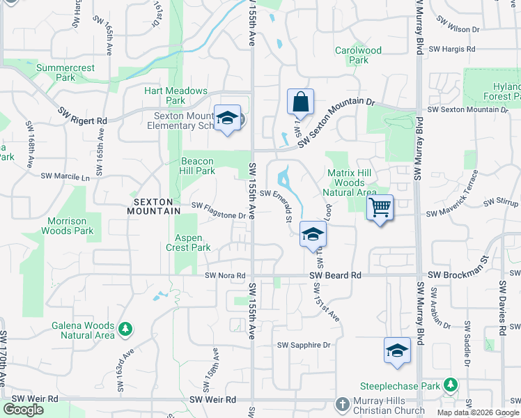 map of restaurants, bars, coffee shops, grocery stores, and more near 15485 Southwest Willamette Valley Court in Beaverton