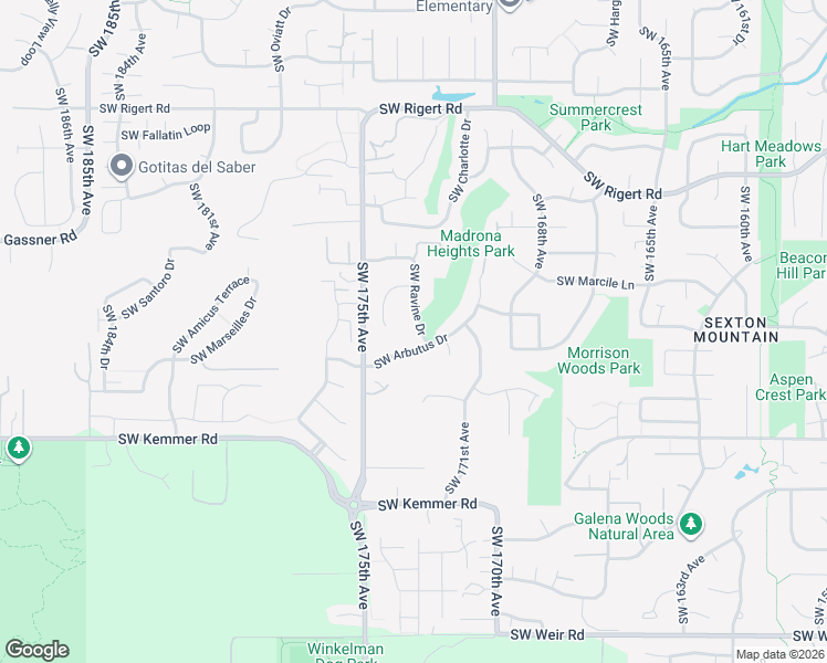 map of restaurants, bars, coffee shops, grocery stores, and more near 8847 Southwest Ravine Drive in Beaverton
