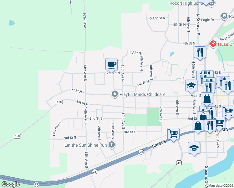 map of restaurants, bars, coffee shops, grocery stores, and more near 12 11th Avenue North in Cold Spring
